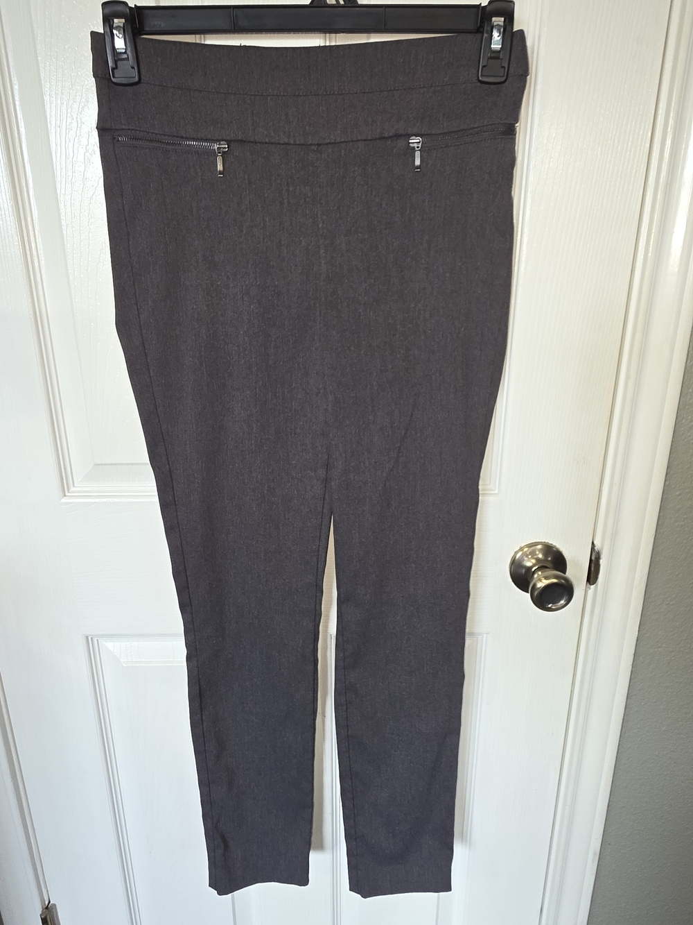 Candie's Dark Gray Skinny Ponte Pants with Zip Accents